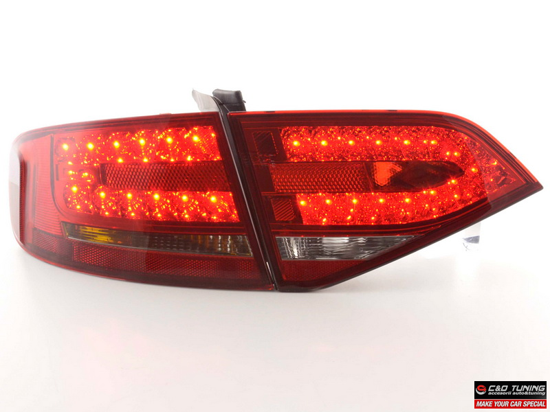 -STOPURI CU LED AUDI A4 B8 FUNDAL ROSU/FUMURIU -COD FKRLXLAI011011